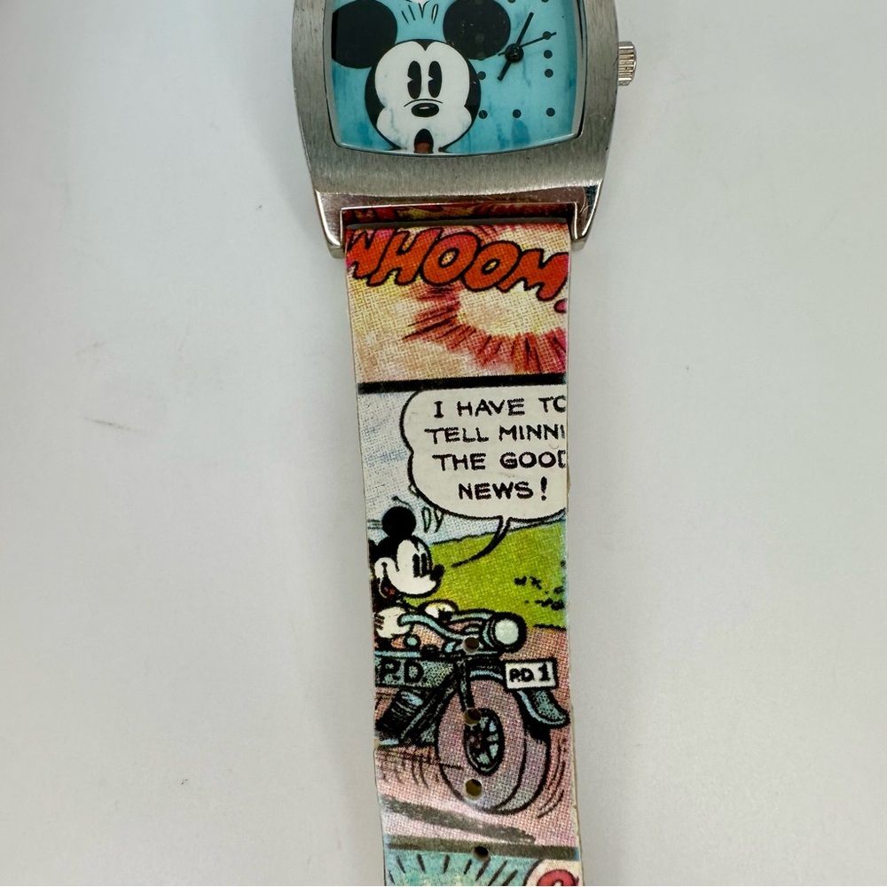 Vtg Disney Parks Mickey Quartz Stainless Watch w Cartoon Comic Pluto, Daffy - Picture 6 of 14